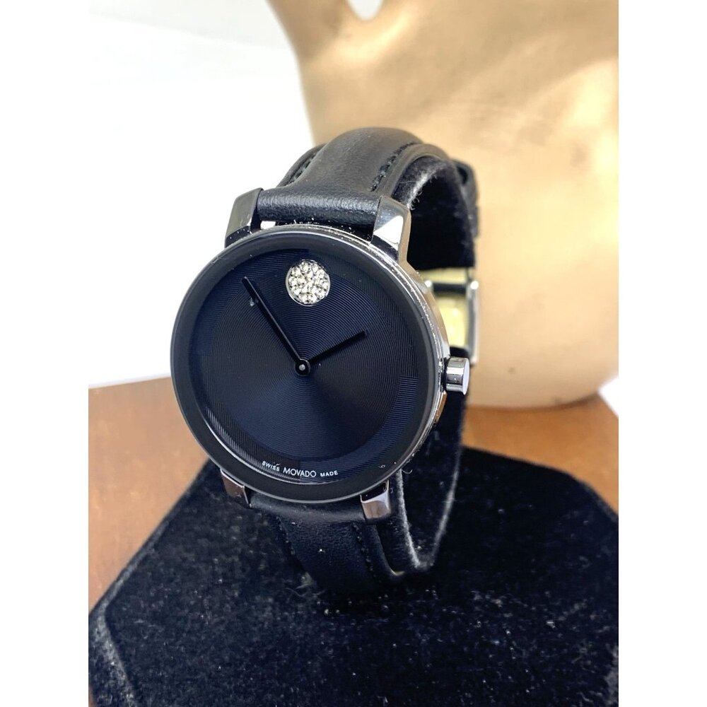 Movado Women's Watch 3601235 Bold Swiss Quartz Black Ceramic Leather Strap 34mm